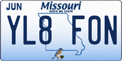 MO license plate YL8F0N