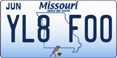 MO license plate YL8F0O