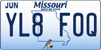 MO license plate YL8F0Q