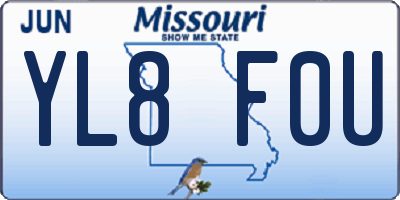 MO license plate YL8F0U
