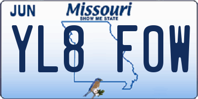 MO license plate YL8F0W