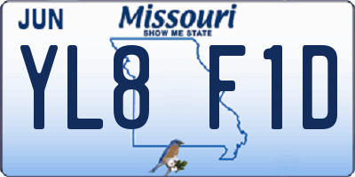 MO license plate YL8F1D