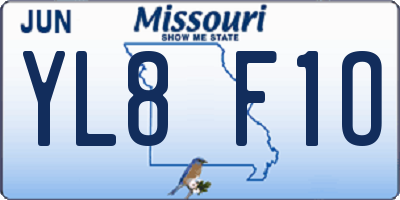 MO license plate YL8F1O