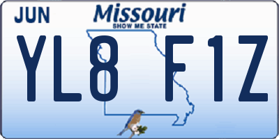 MO license plate YL8F1Z