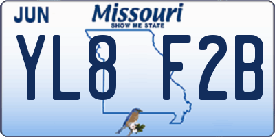 MO license plate YL8F2B