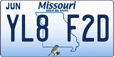 MO license plate YL8F2D