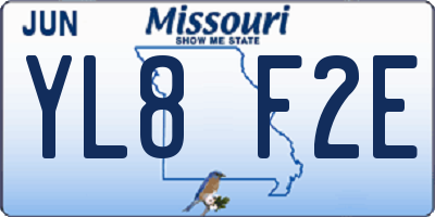 MO license plate YL8F2E