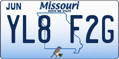 MO license plate YL8F2G