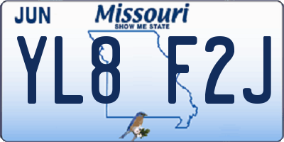 MO license plate YL8F2J
