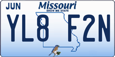MO license plate YL8F2N