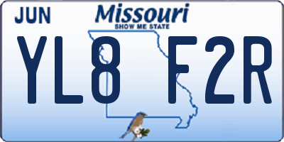 MO license plate YL8F2R
