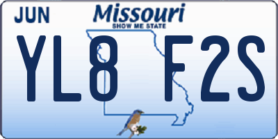 MO license plate YL8F2S
