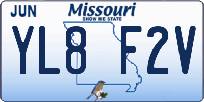 MO license plate YL8F2V