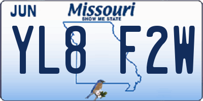 MO license plate YL8F2W