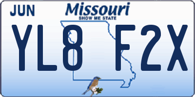 MO license plate YL8F2X