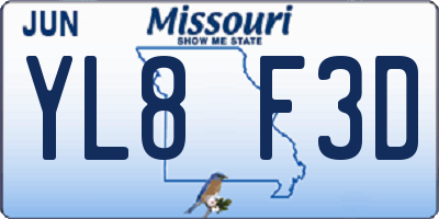 MO license plate YL8F3D