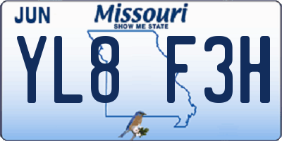 MO license plate YL8F3H