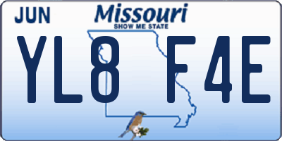 MO license plate YL8F4E