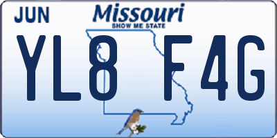 MO license plate YL8F4G