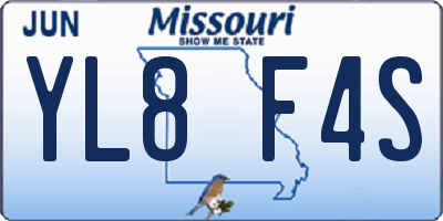 MO license plate YL8F4S