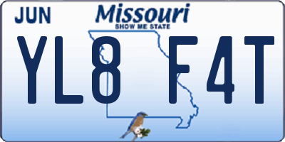 MO license plate YL8F4T