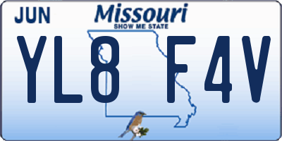 MO license plate YL8F4V
