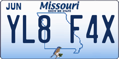 MO license plate YL8F4X