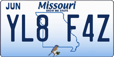 MO license plate YL8F4Z