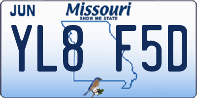 MO license plate YL8F5D