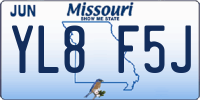 MO license plate YL8F5J