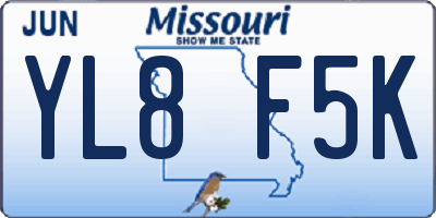 MO license plate YL8F5K