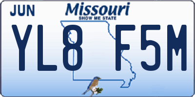 MO license plate YL8F5M