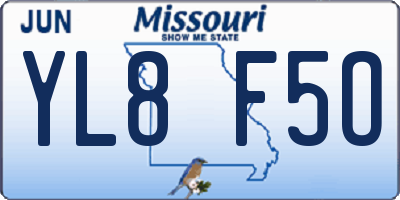 MO license plate YL8F5O