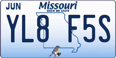 MO license plate YL8F5S