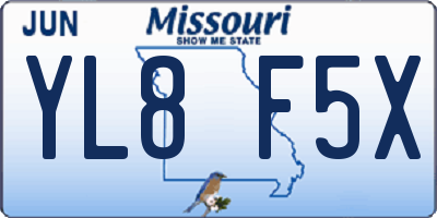 MO license plate YL8F5X