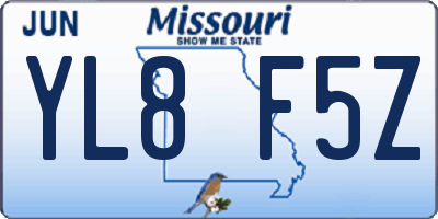 MO license plate YL8F5Z