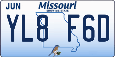 MO license plate YL8F6D