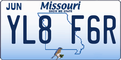 MO license plate YL8F6R