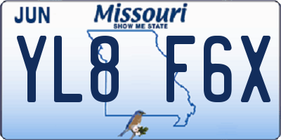 MO license plate YL8F6X