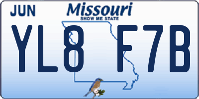 MO license plate YL8F7B