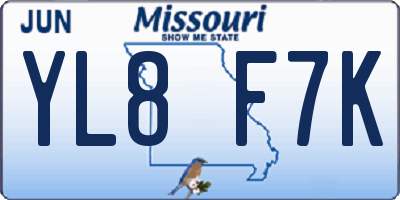 MO license plate YL8F7K