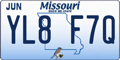 MO license plate YL8F7Q