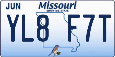 MO license plate YL8F7T