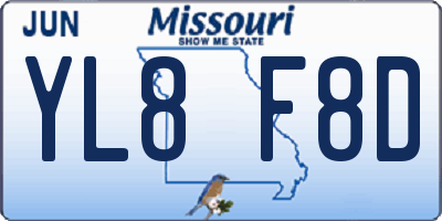 MO license plate YL8F8D