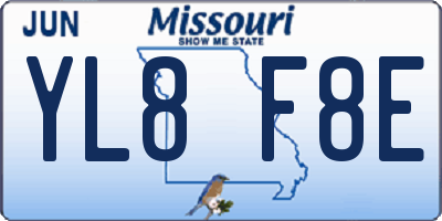 MO license plate YL8F8E