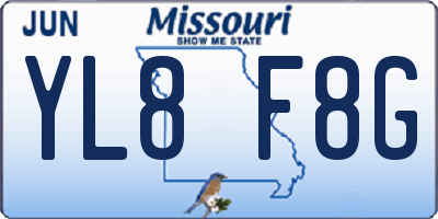MO license plate YL8F8G