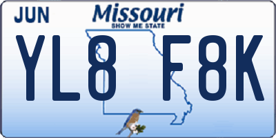 MO license plate YL8F8K