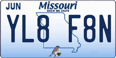MO license plate YL8F8N