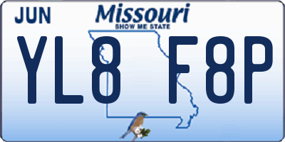 MO license plate YL8F8P