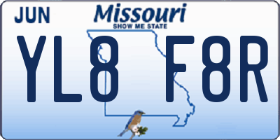 MO license plate YL8F8R